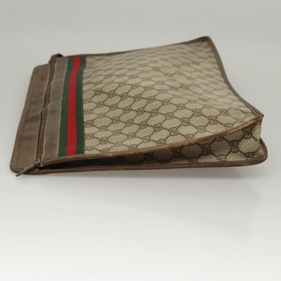 GUCCI GG Supreme Web Sherry Line Bag PVC Beige Green - Picture 5 of 15